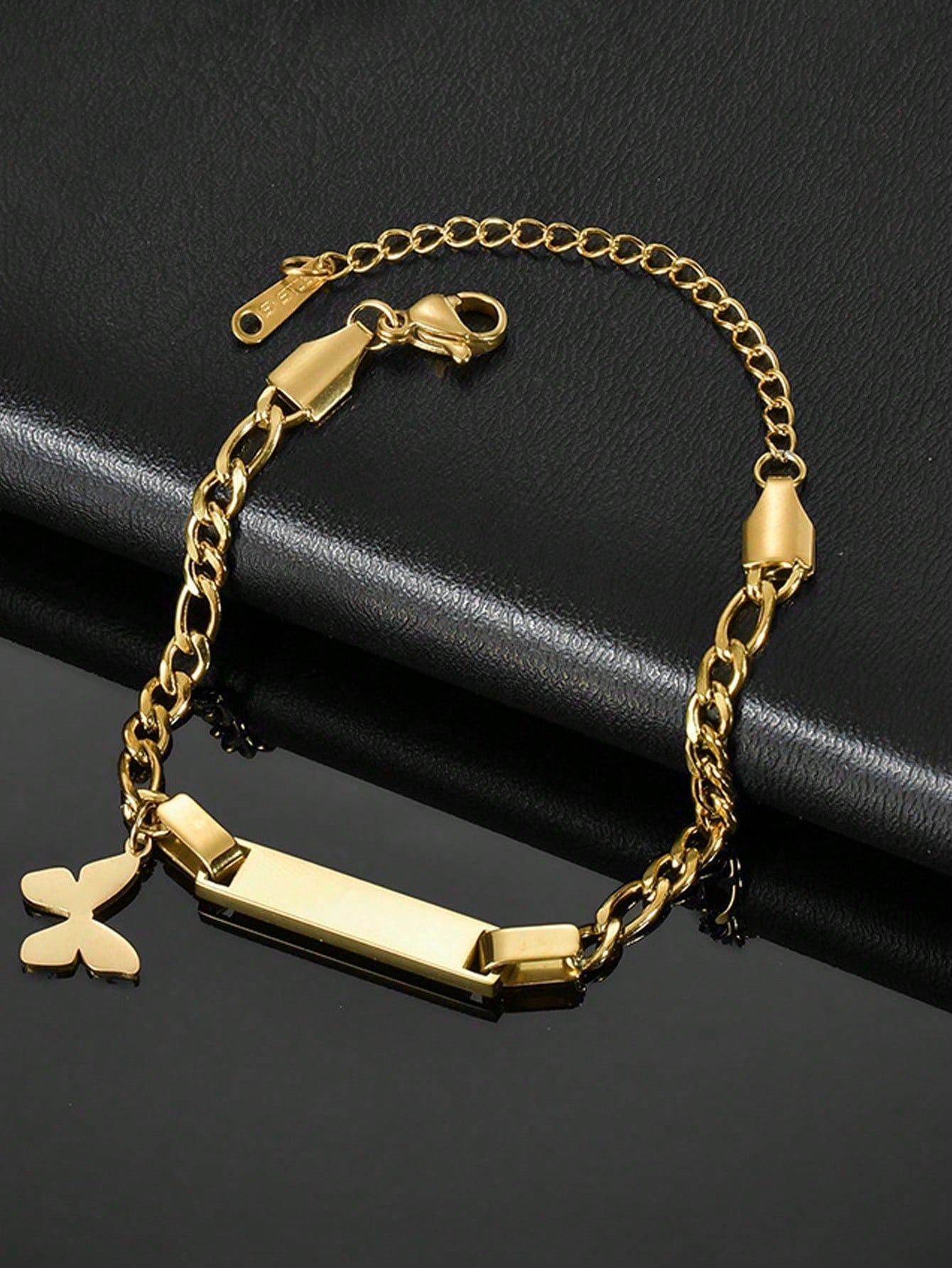 Personalized Baby Name Bracelets for Boys and Girls Custom Gold-Plated Stainless Steel Bar ID Bracelets